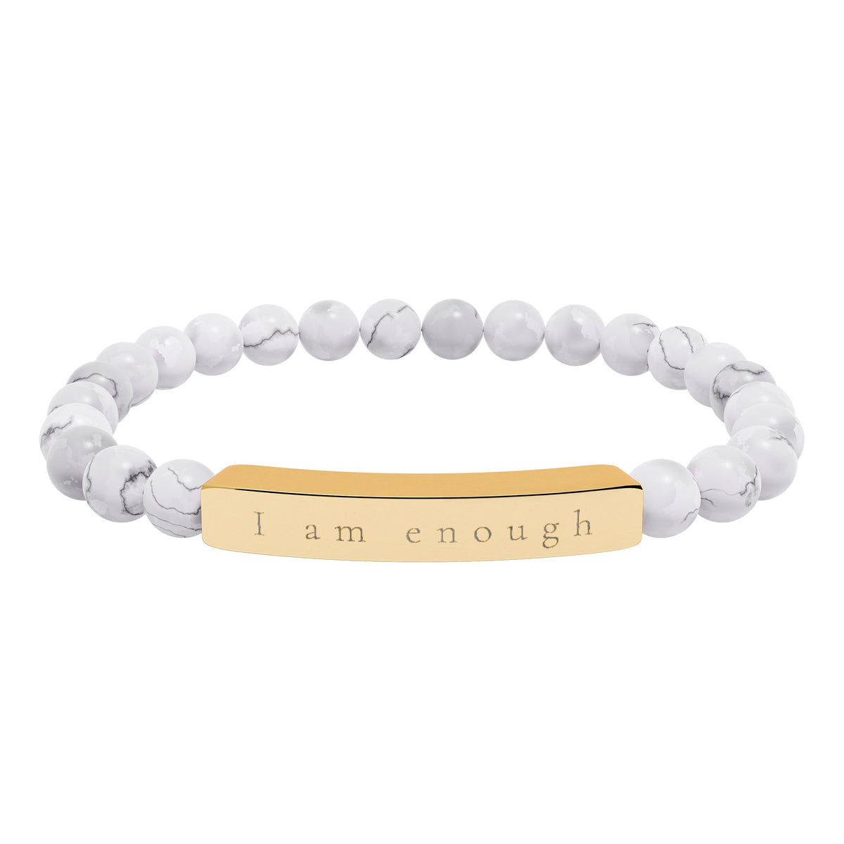 I Am Enough — Natural Stone Engraved Bracelet