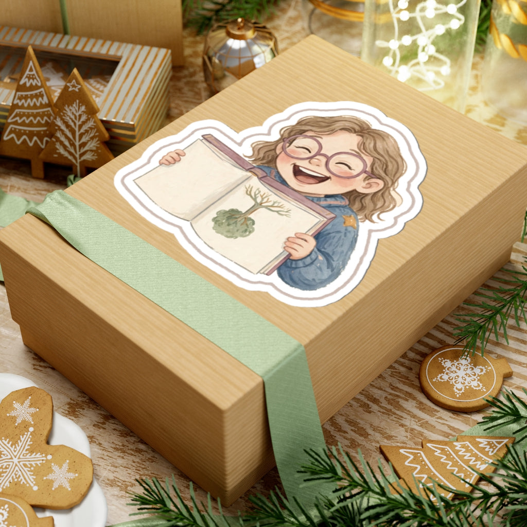 Glasses Book Kiss-Cut Sticker