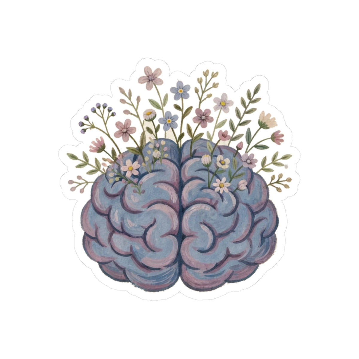 Brain Flowers Kiss-Cut Sticker