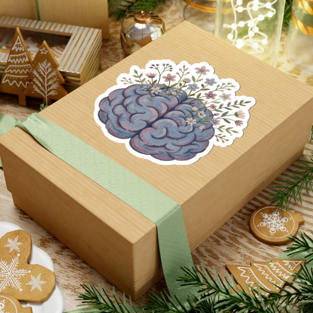 Brain Flowers Kiss-Cut Sticker