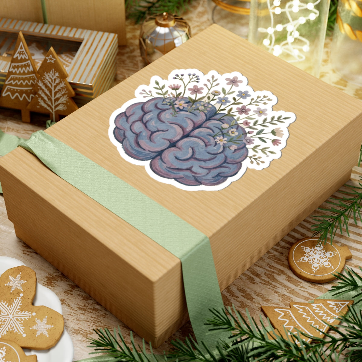 Brain Flowers Kiss-Cut Sticker