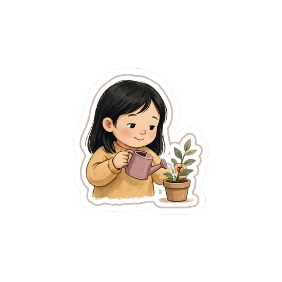 Watering Plant Kiss-Cut Sticker