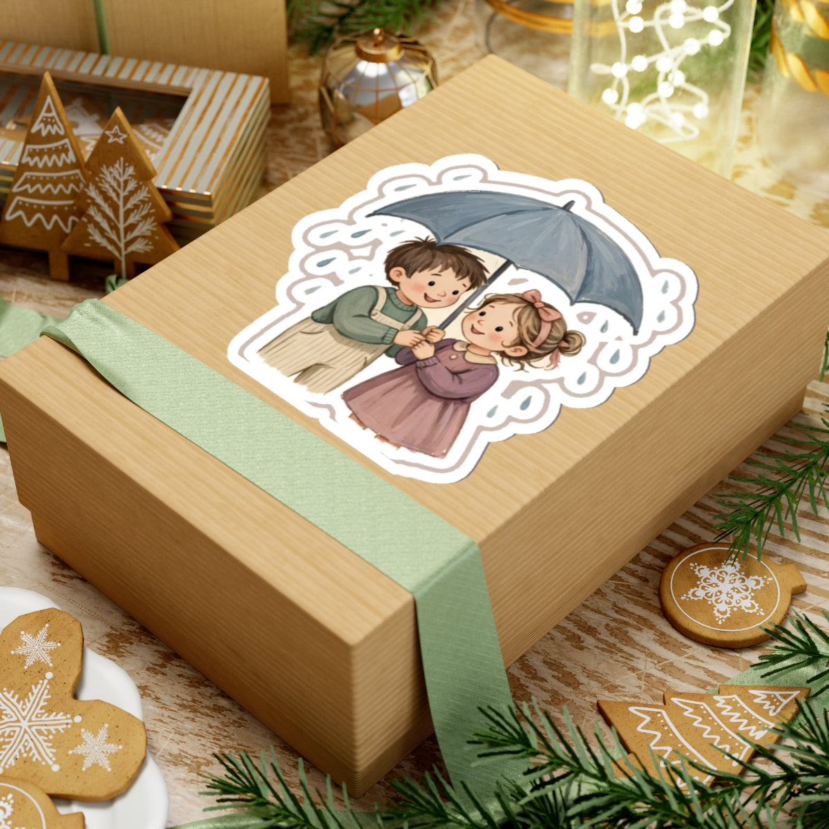 Umbrella Pair Kiss-Cut Sticker