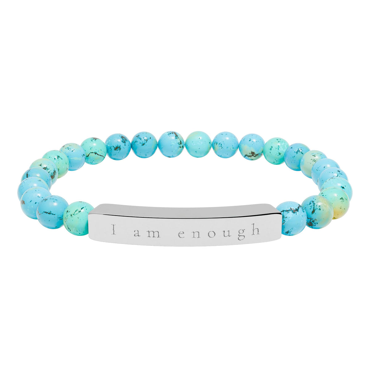 I Am Enough — Natural Stone Engraved Bracelet