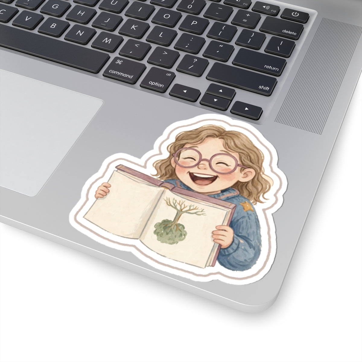 Glasses Book Kiss-Cut Sticker