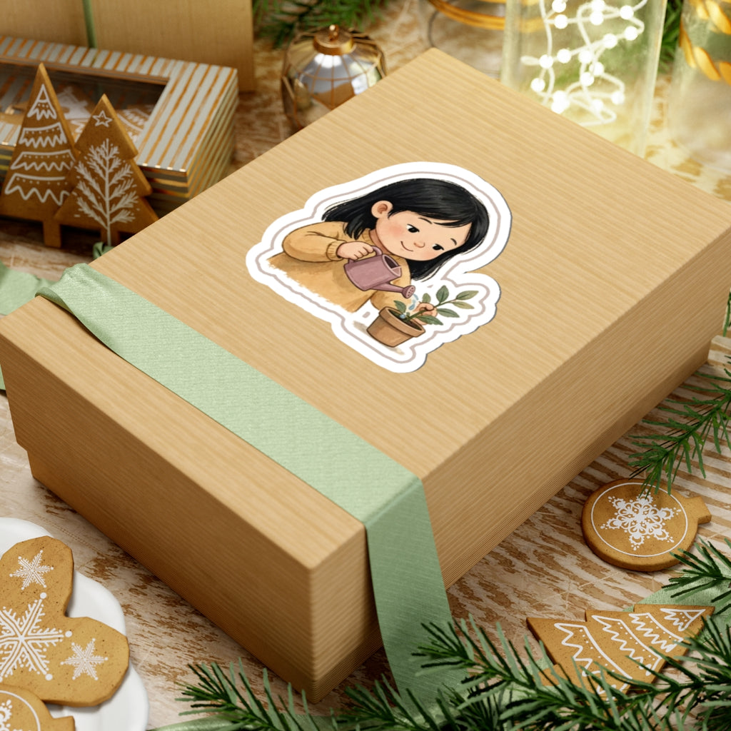Watering Plant Kiss-Cut Sticker