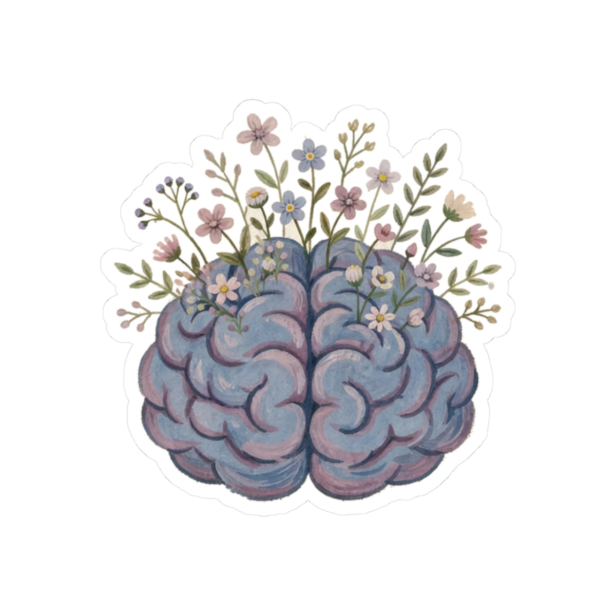 Brain Flowers Kiss-Cut Sticker